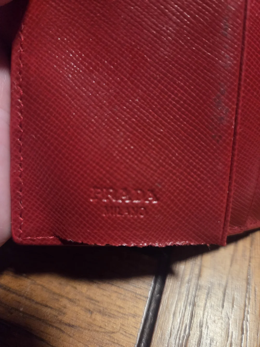 Prada Red Triangular Logo Compact Wallet - Picture 10 of 15
